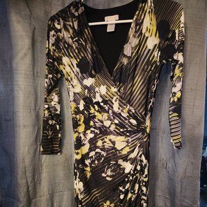 Black floral wrap dress